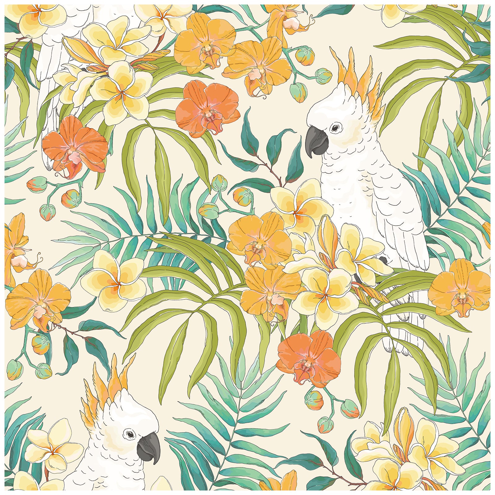 HaokHome 93046-2 Rainforest Tropical Peel and Stick Wallpaper Parrot Vinyl Self Adhesive Home Decor