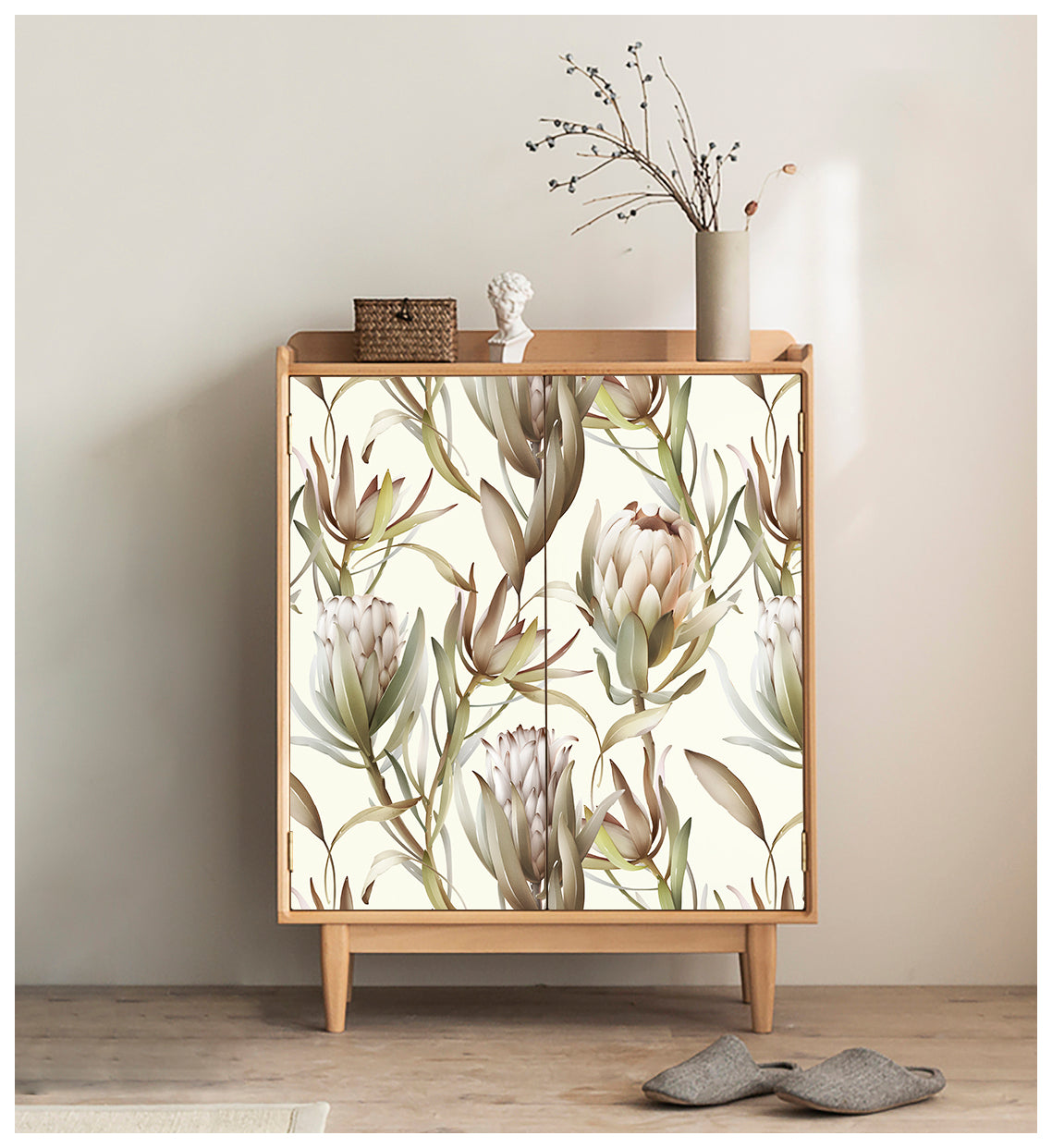 HaokHome 93255-3 Retro Flowers Peel and Stick Wallpaper Floral Sticker Pull Removable Contact Paper for Cabinets