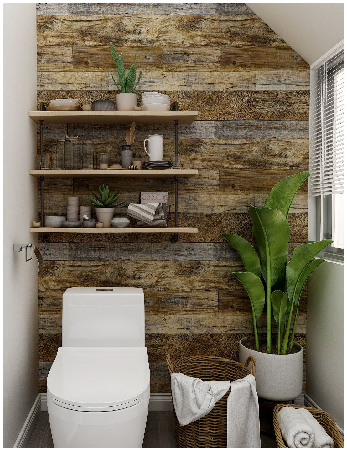 Shiplap Wood Wallpaper Brown Distressed Plank Farmhouse Wallpaper