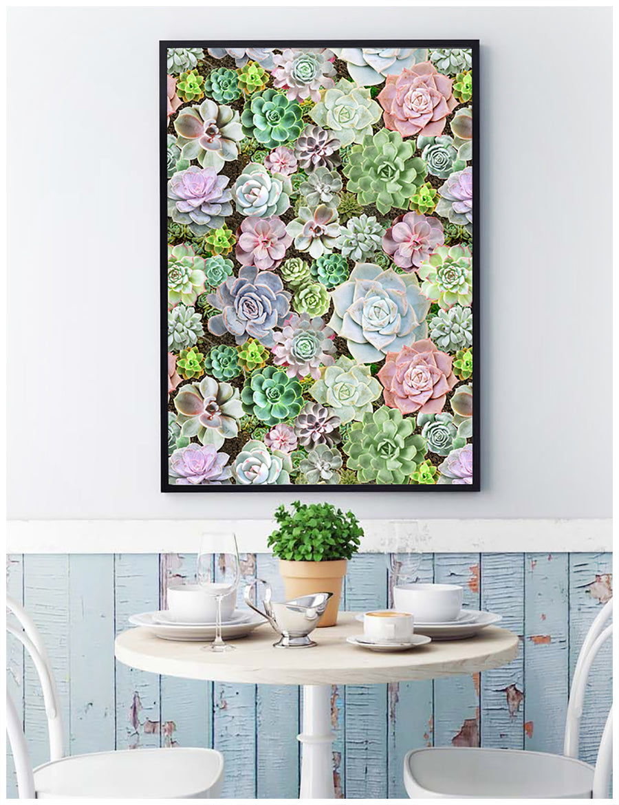 HaokHome 93023 Succulent Plants Wallpaper Peel and Stick Green Pink Purple Vinyl Self Adhesive Removable Contact Wall Paper