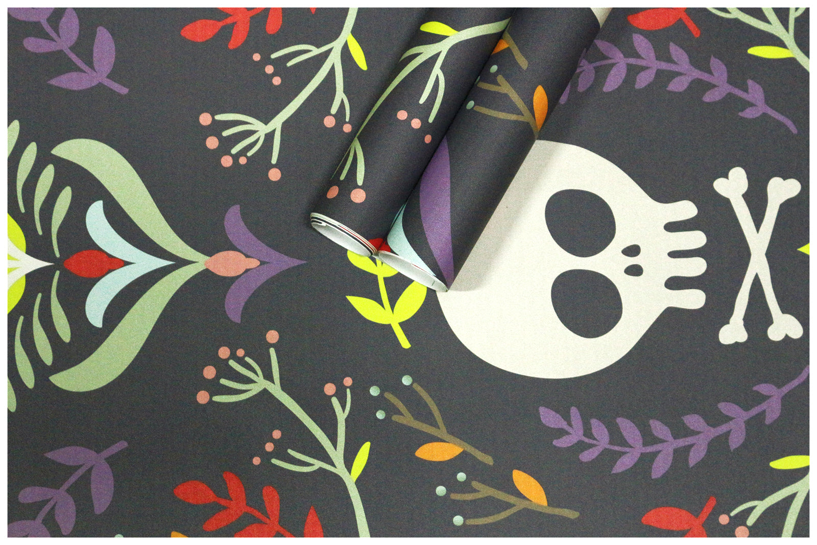 HaokHome 94013-1 Sugar Skull Damask Wallpaper Peel and Stick Colorful Removable Wallpaper for Wall DIY Decorations