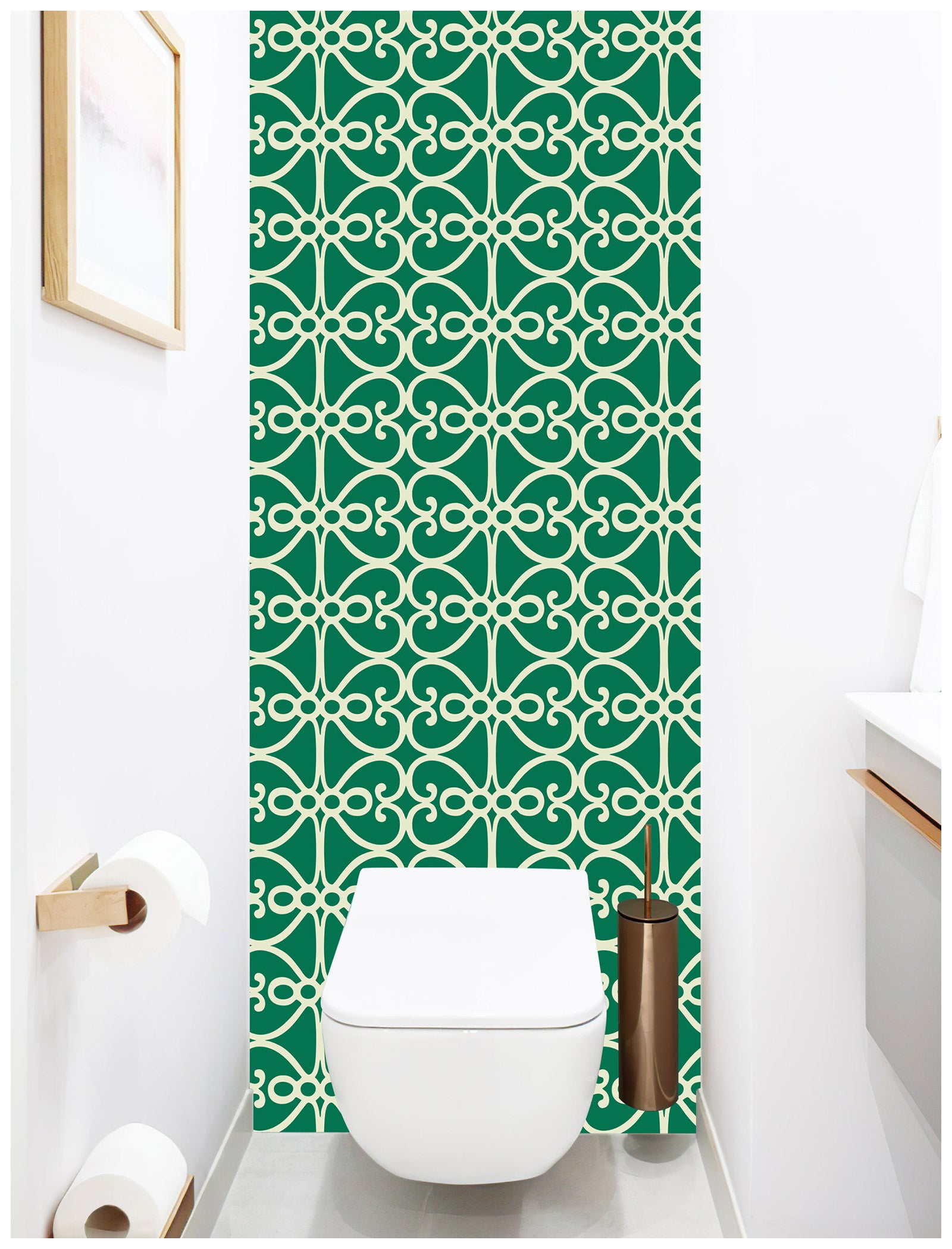 HaokHome 96077 Teal/Cream Geometric Peel and Stick Wallpaper Home Wall Removable Decorations