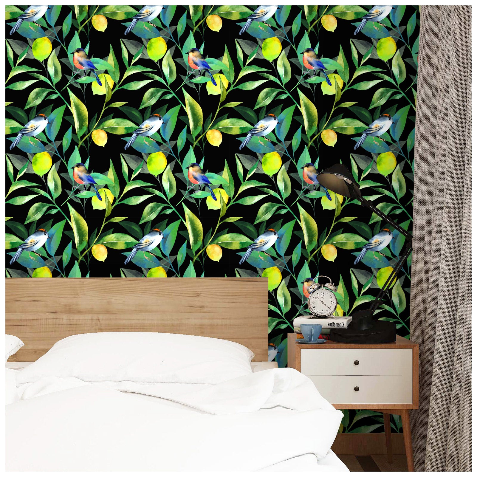 HaokHome 93137 Tropical Leaves Lemons Peel and Stick Wallpaper Removable Stick on Home Decor