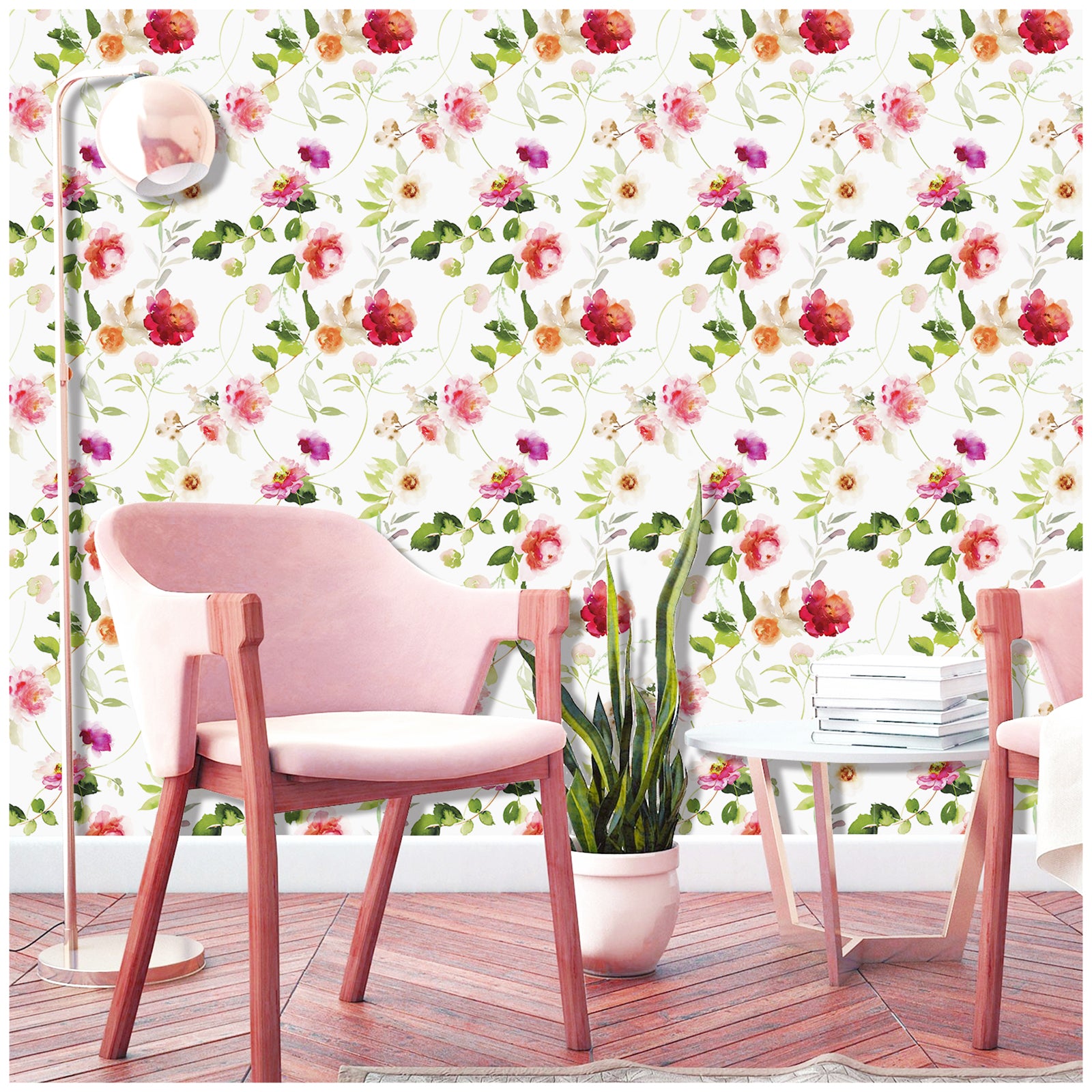 HaokHome 93078 Victoria Wallpaper Peel and Stick with Watercolor Peony Vintage Floral Wallpaper