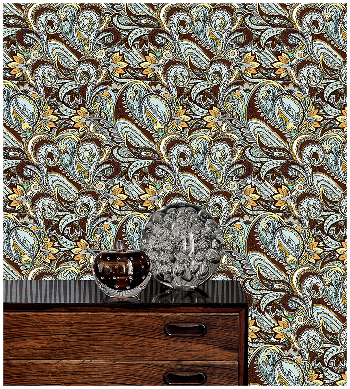 HaokHome 94019 Victorian Damask Peel and Stick Wallpaper Paisley Vintage Floral Wallpaper Blue Removable Contact Paper