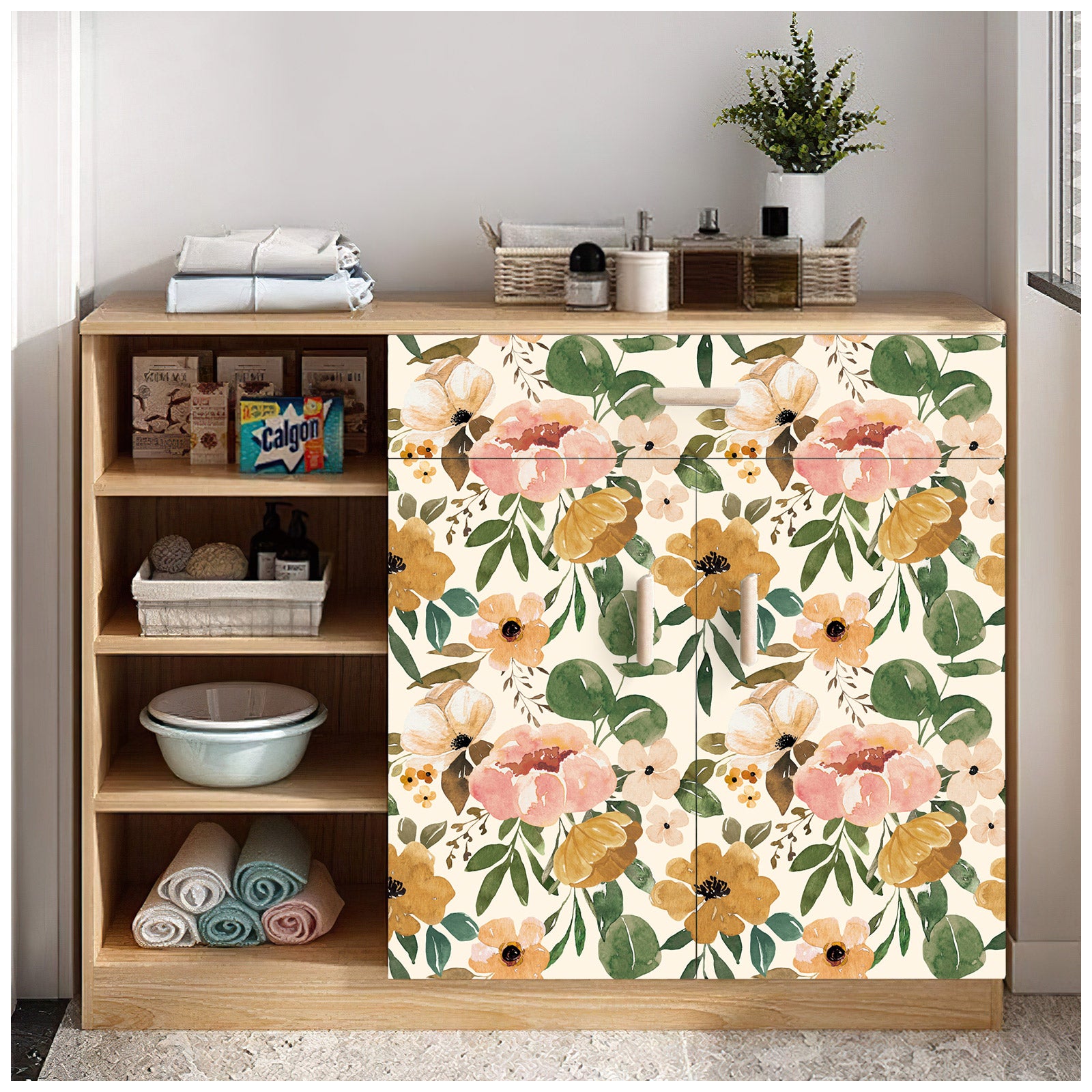 HAOKHOME 93215-2 Vintage Boho Floral Peel and Stick Wallpaper Peonies Removable Rose Beige/Pink/Oliva Vinyl Self Adhesive Contact Paper