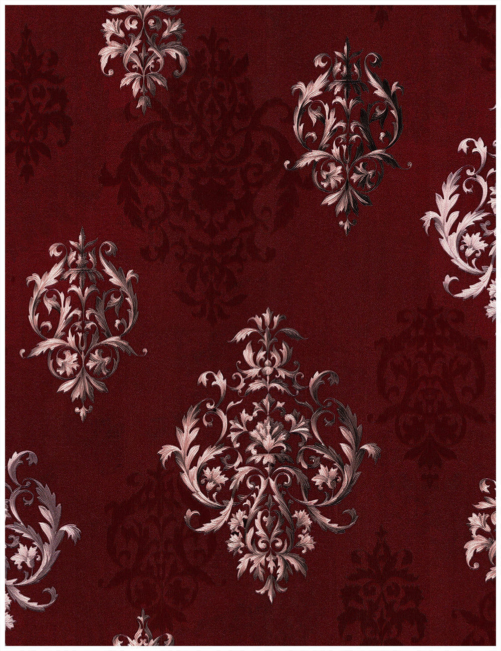 HaokHome 94006-1 Vintage Damask Wallpaper Peel and Stick Red Vinyl Wallpaper