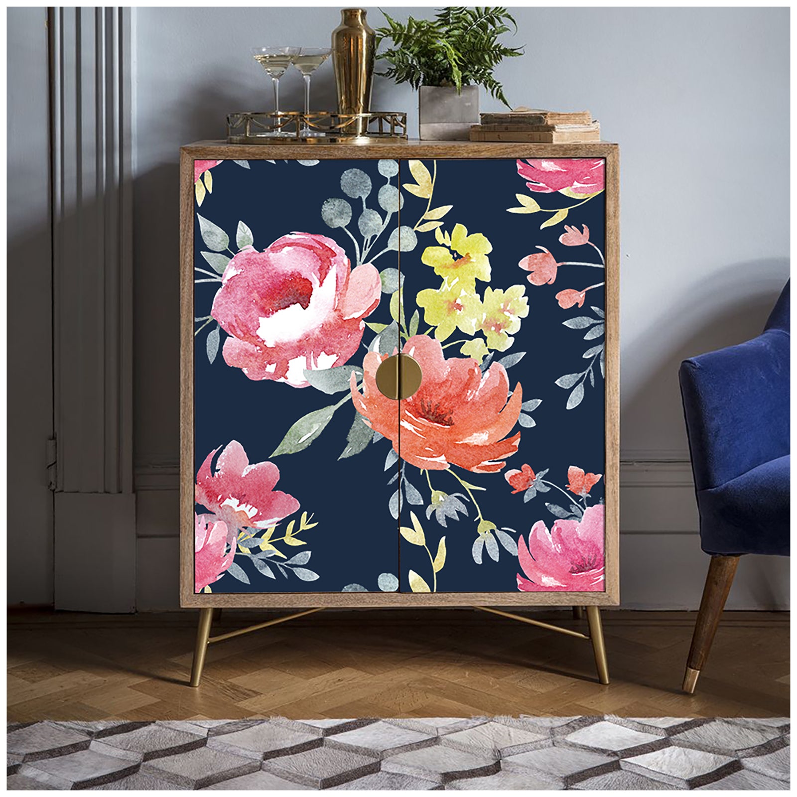 HaokHome 93115 Watercolor Floral Wallpaper Peony Wallpaper Pink Orange Flower Wall Paper for Wall Decoration