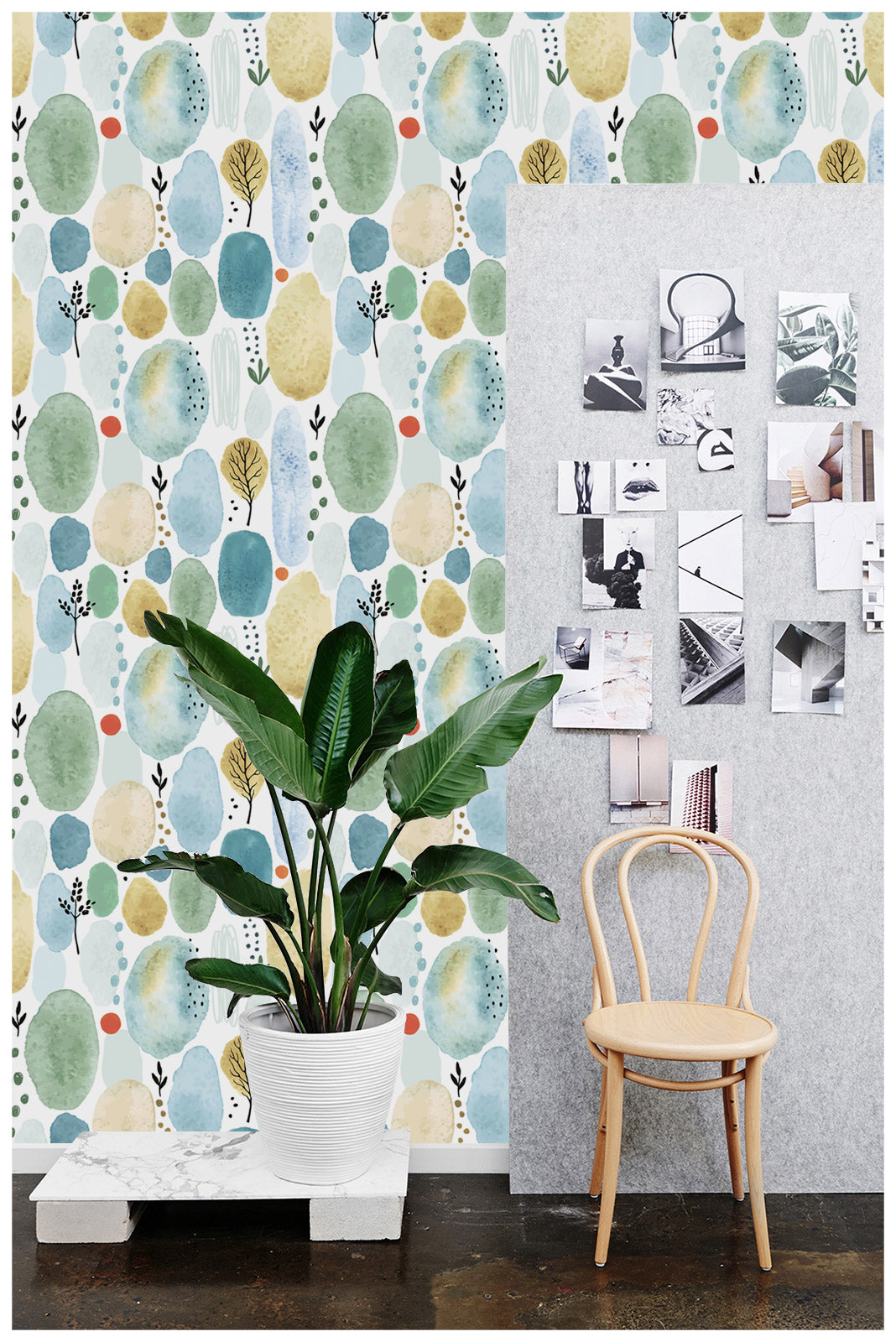 HaokHome 93043 Watercolor Forest Peel and Stick Wallpaper Removable Self Adhesive Home Decor