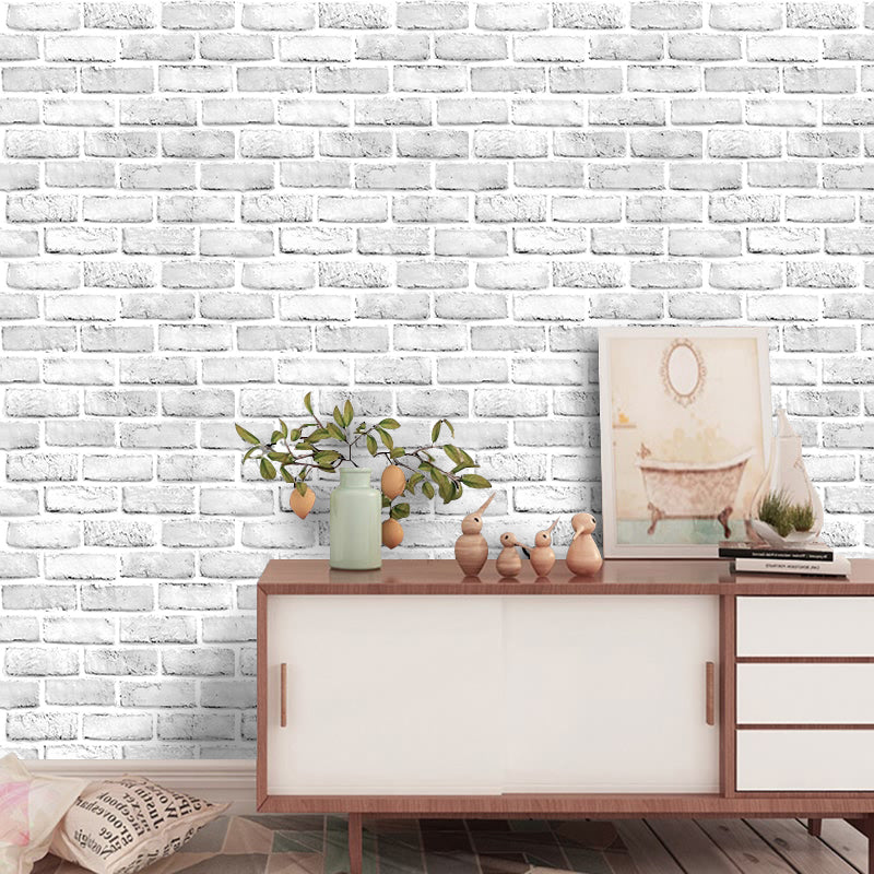 HaokHome 61022-3 White Brick Wallpaper Self Adhesive Removable Wallpaper for Kitchen Farmhouse Wall