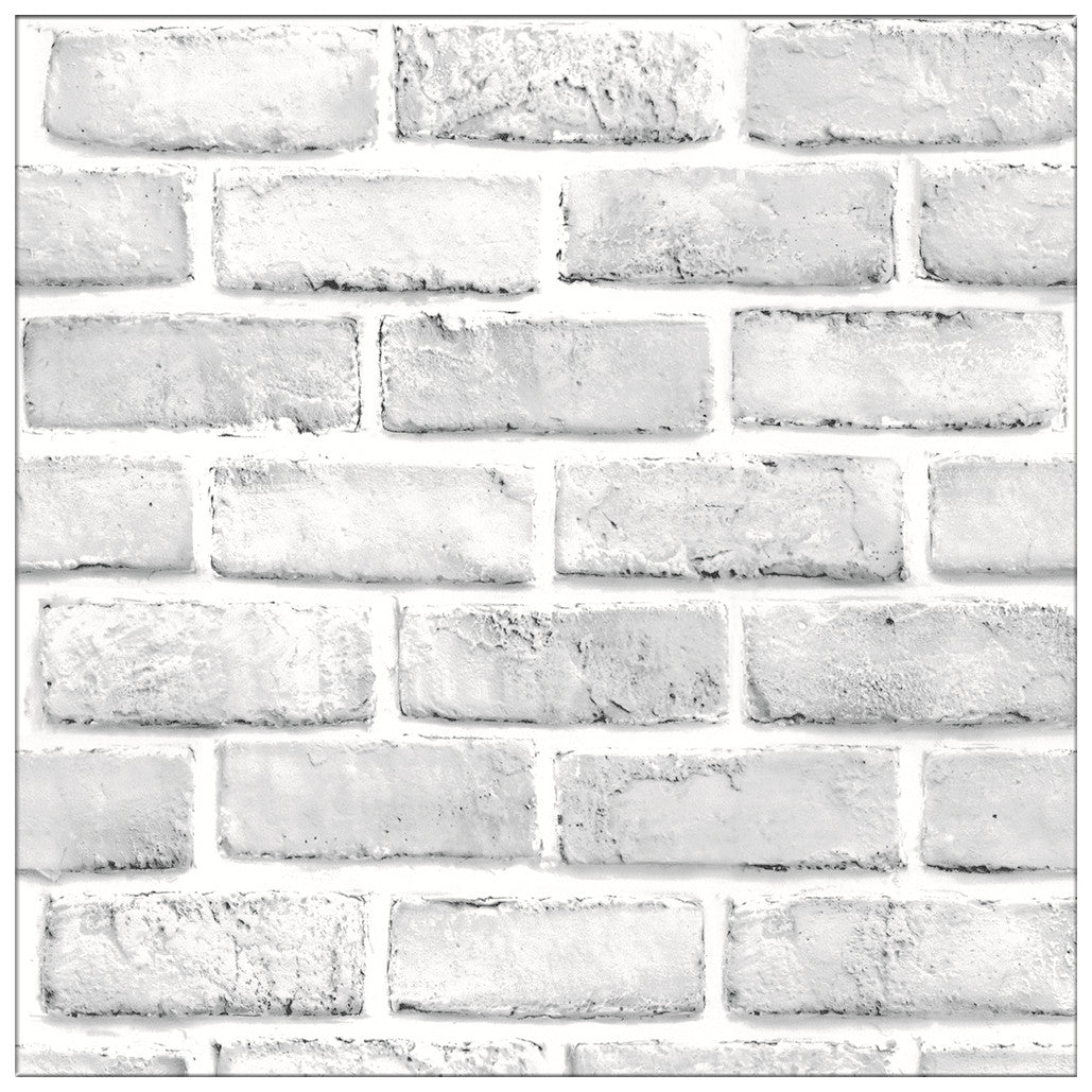 HaokHome 61022-3 White Brick Wallpaper Self Adhesive Removable Wallpaper for Kitchen Farmhouse Wall