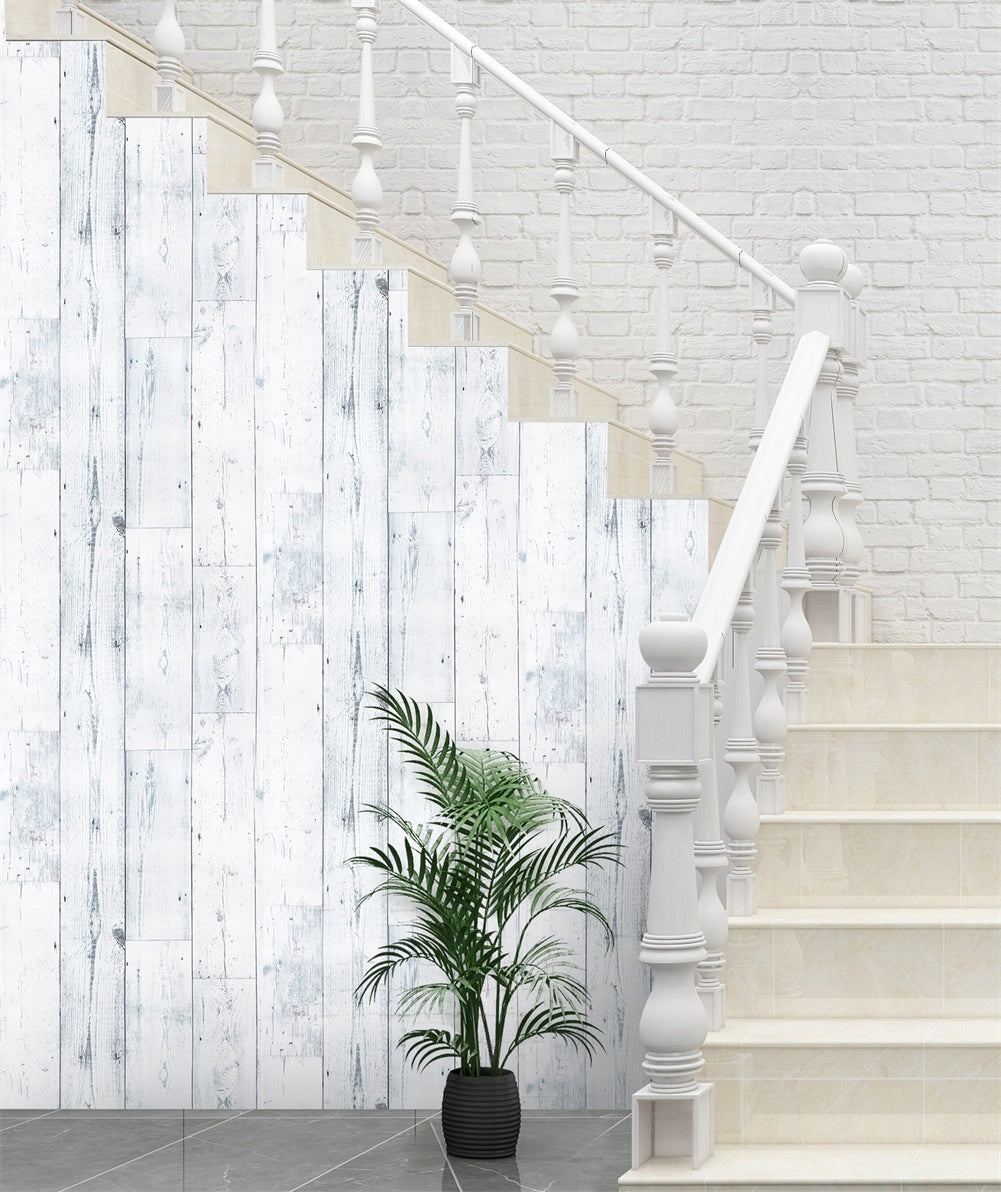 Wood Shiplap Wallpaper Peel and Stick White/Grey/Blue Removable Self-Adhesive Contact Wall Paper