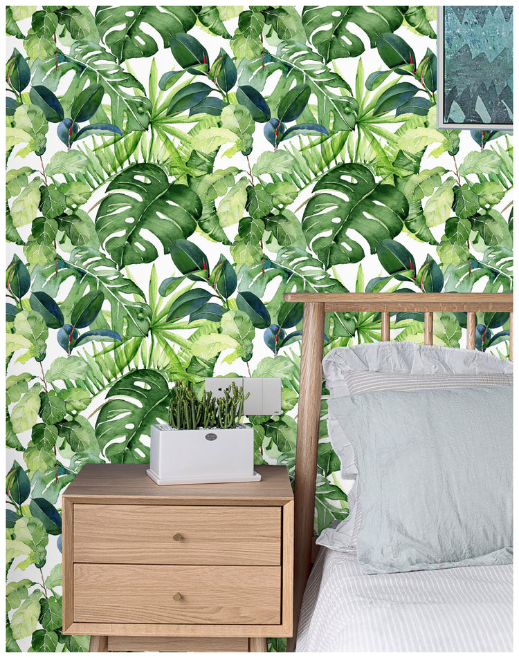 Tropical Wallpaper Peel and Stick Palm Leaves Removable Self-Adhesive Wallpaper