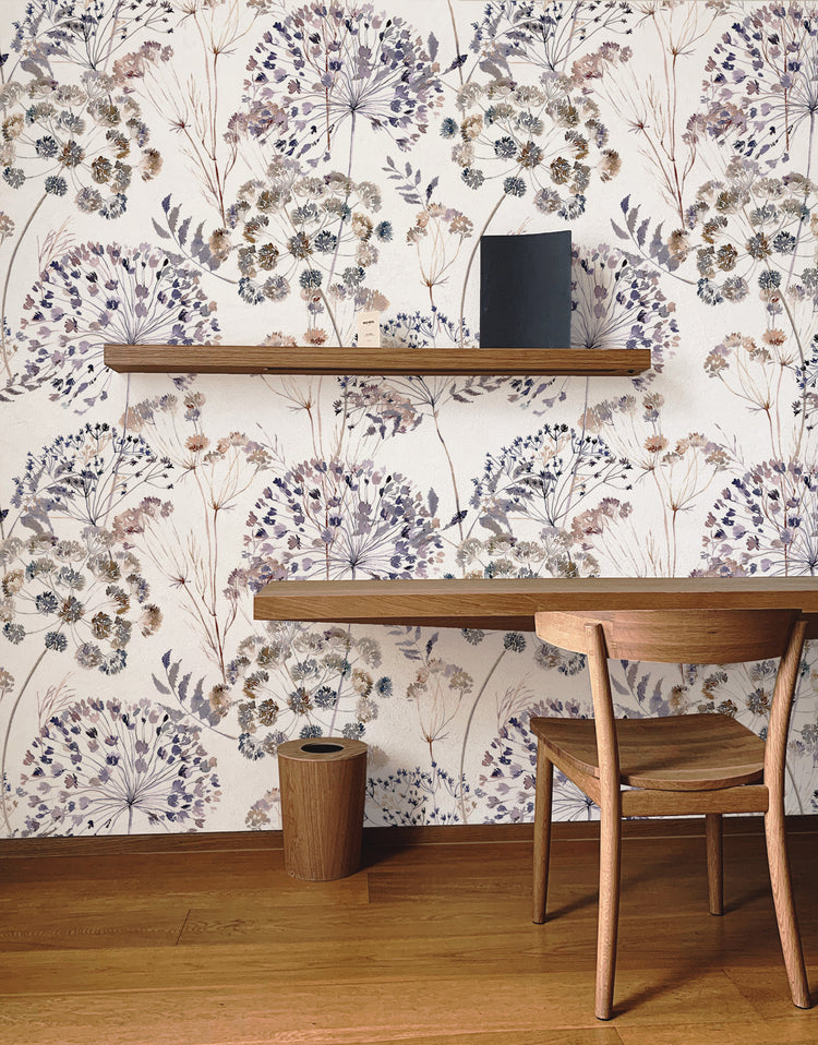 Purple Dandelion Floral Contact Wall Paper Pull and Sticker Wallpaper for Bedroom Closets Drawers Decor