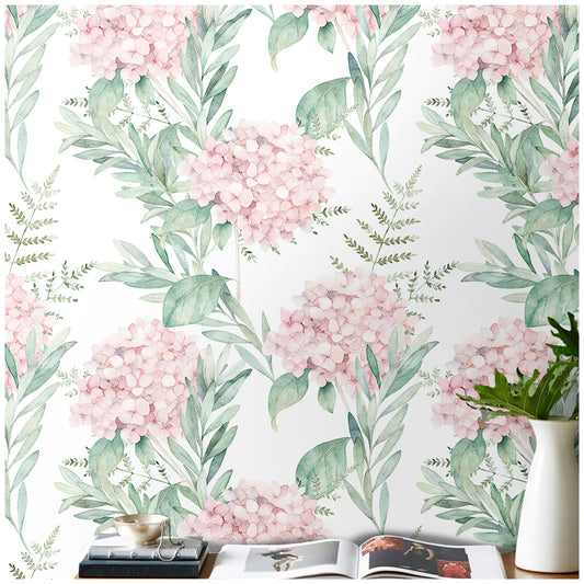 HaokHome 93123 Pink Floral Peony Peel and Stick Wallpaper Vinyl Removable Home Drcor