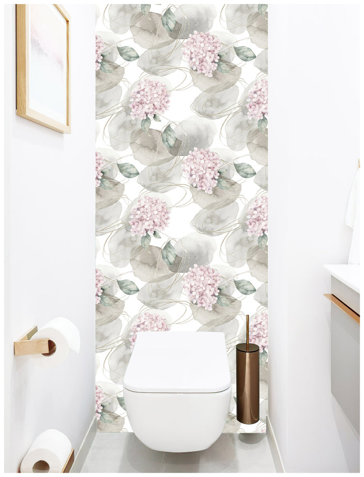 Geometric Hydrangea Floral Peel and Stick Wallpaper Removable Decorations