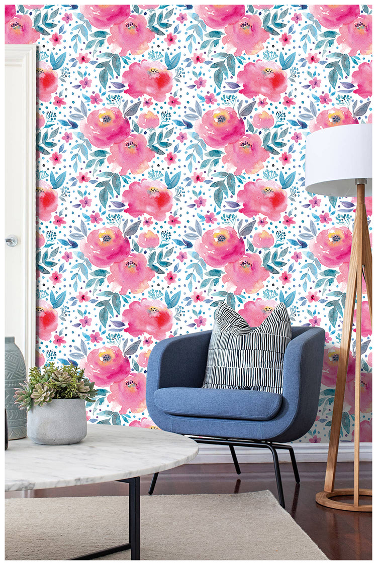Peony Floral Peel and Stick Wallpaper Removable Vinyl Self Adhesive Home Decor